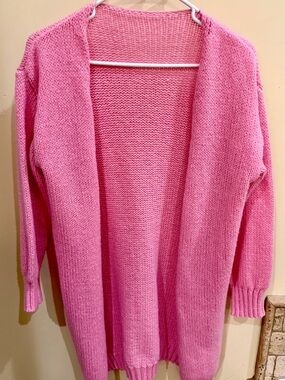 Source Unknown Pink Open-Front Knit Cardigan
